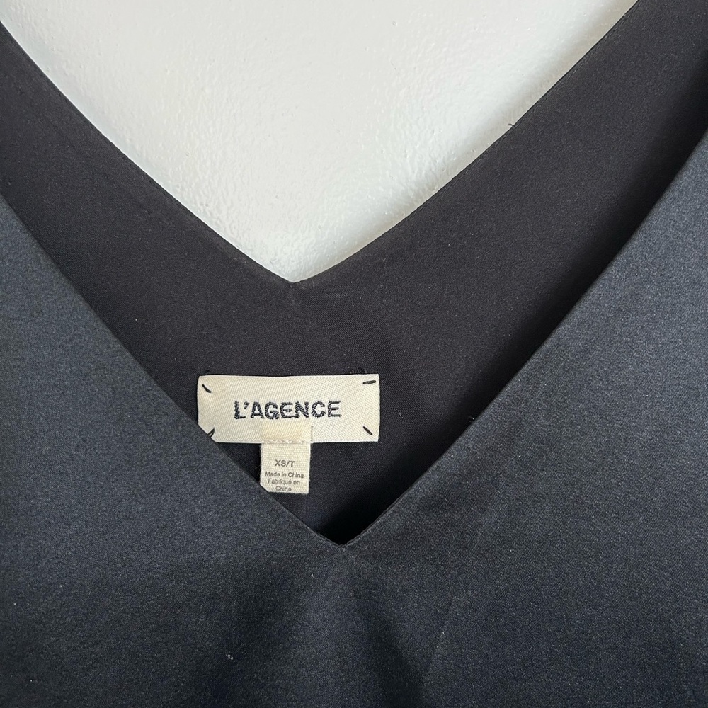L'AGENCE Black V-Neck Top